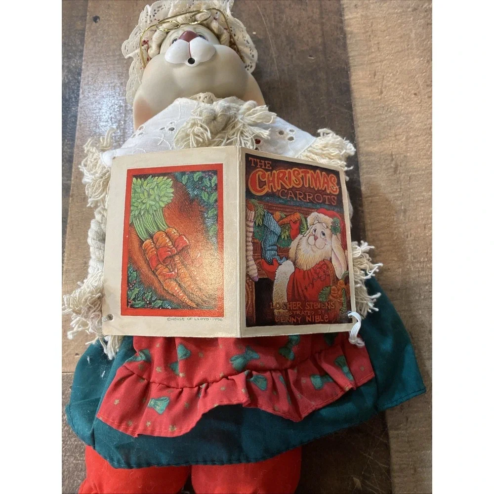 Vtg House of Lloyd Granny Flo Rabbit 1996‎ Shelf Sitter Christmas Porcelain 16